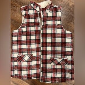 Brand new Maurices Red and White Plaid Vest